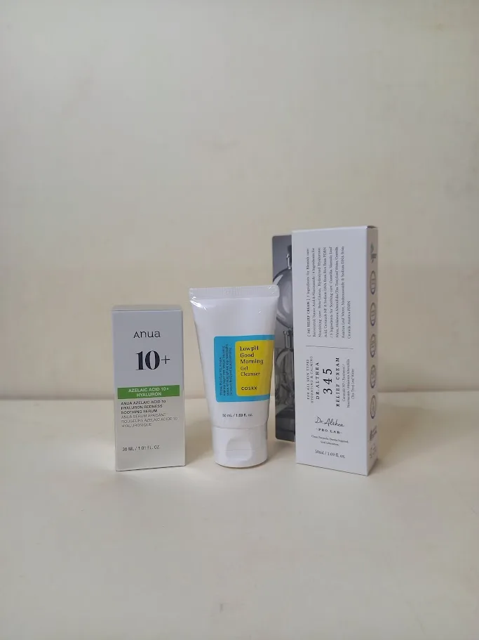 Calm & Clear Combo – COSRX Gel + Anua Azelaic Serum + Dr. Althea 345 Cream