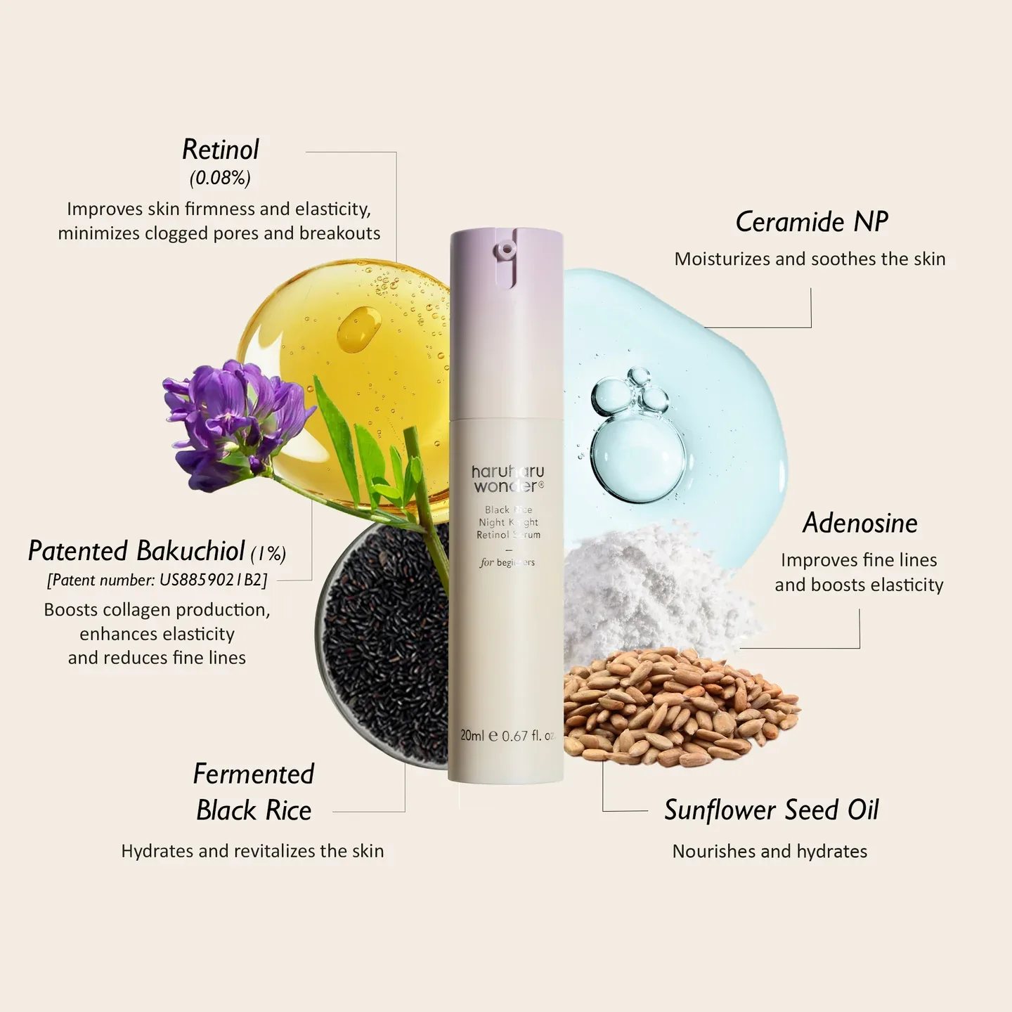 Haruharu Wonder Black Rice Night Knight Retinol Serum 20ml — photo 3
